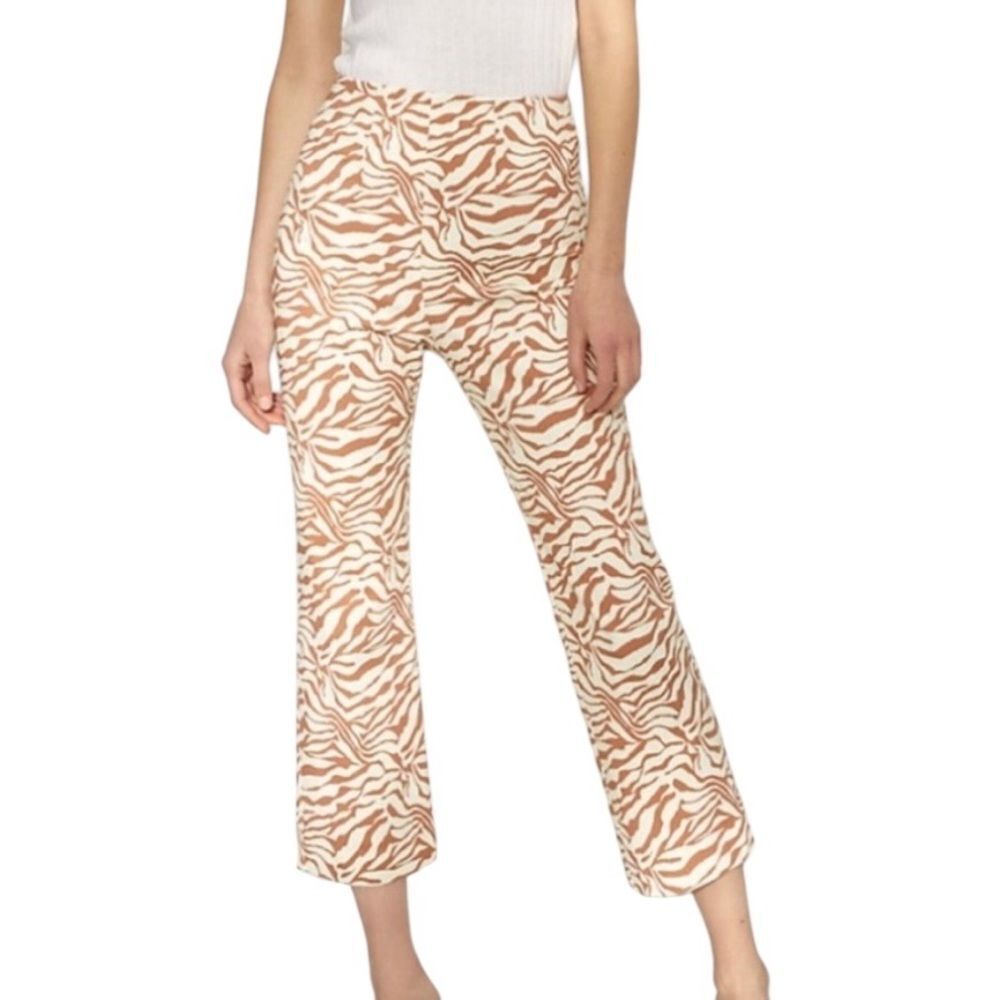 Wilfred Zebra-Print Cropped Pants in Cream & Brown size 2, new with tags